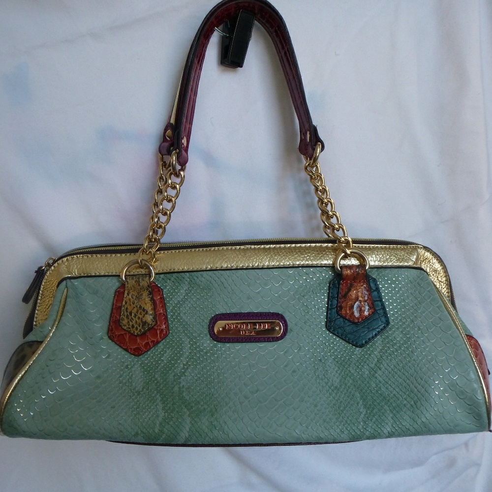 Nicole Lee handbag purse med colorful night out EC